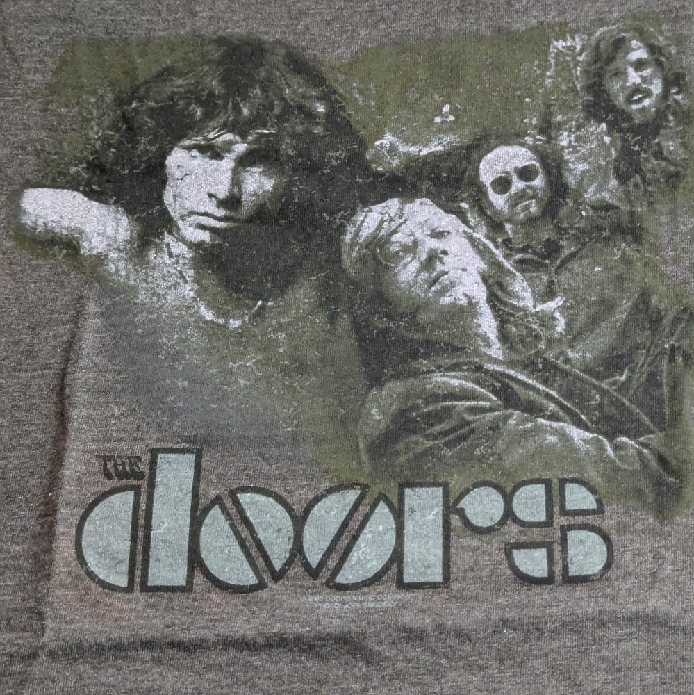 The Doors No One Here Gets Out Alive Jim Morrison & Band Khaki Tee Shirt XL